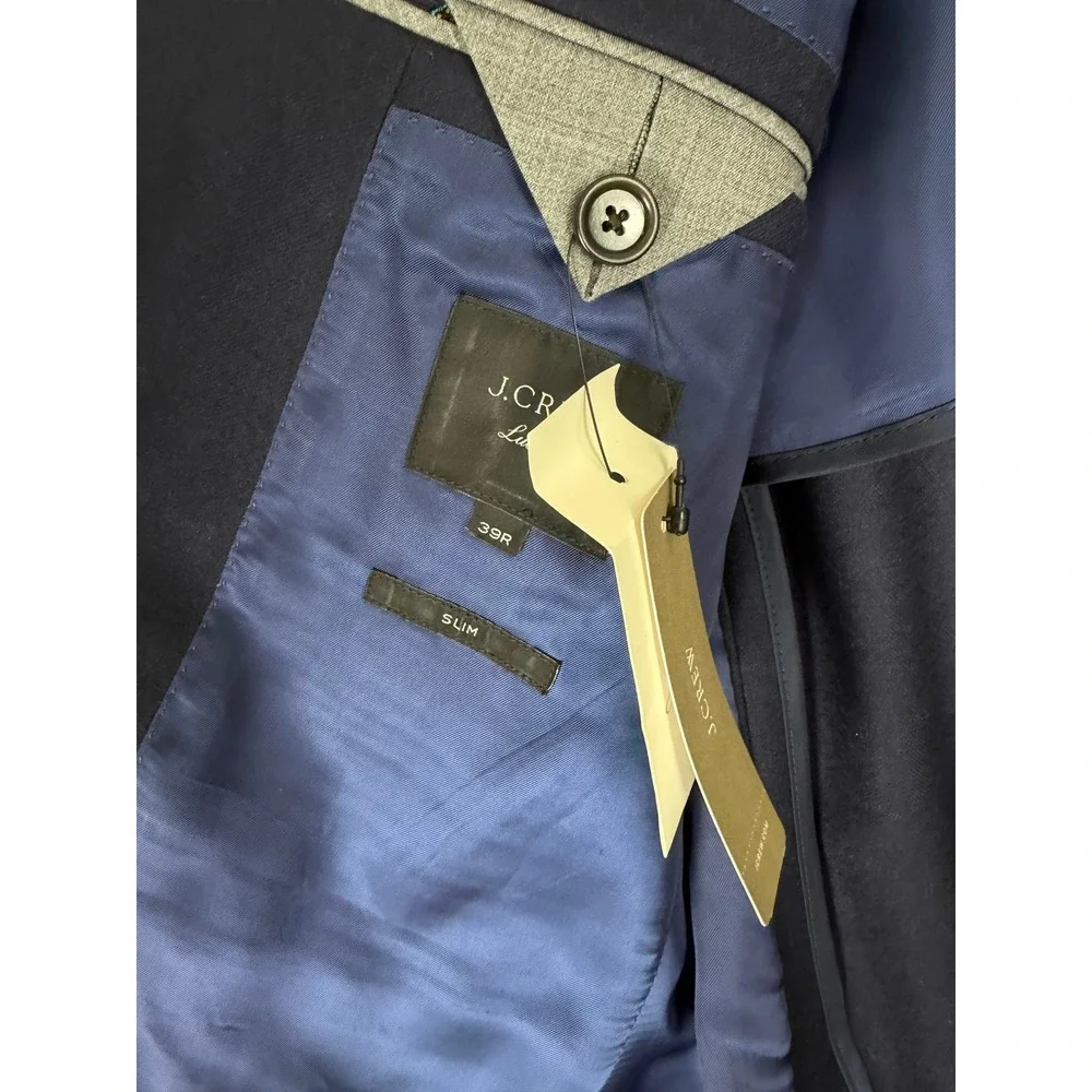 J.Crew Ludlow Slim Fit Navy Blue Wool Suit Jacket Blazer 39R American Woolen NWT